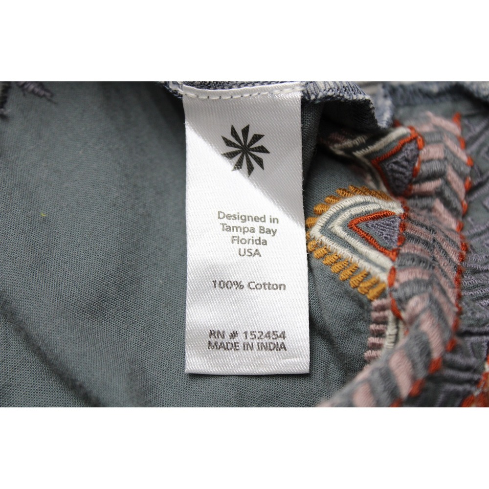 Kyla Seo Embroidered Cotton Tassel Boho Blouse Grey Striped M Boho-Chic - Picture 6 of 8